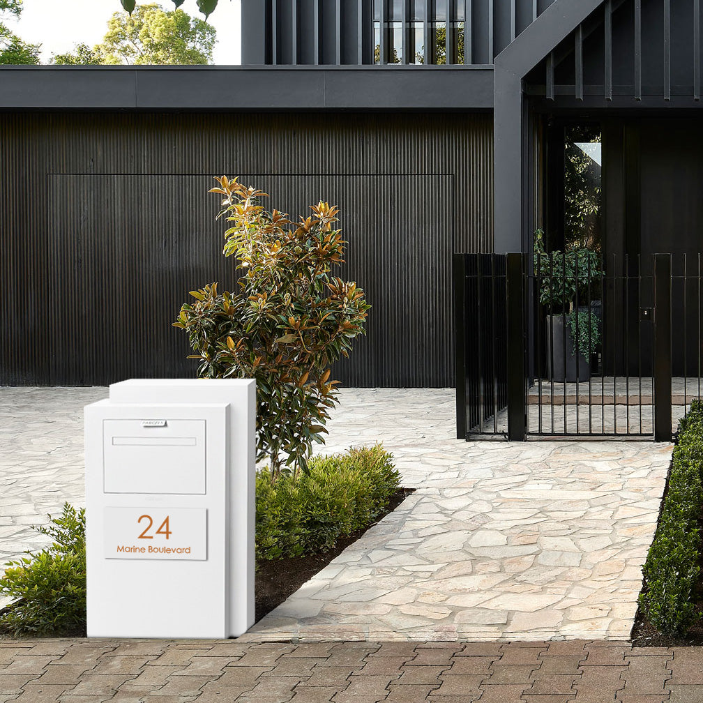 White Custom House Sign Large - Copper Decal