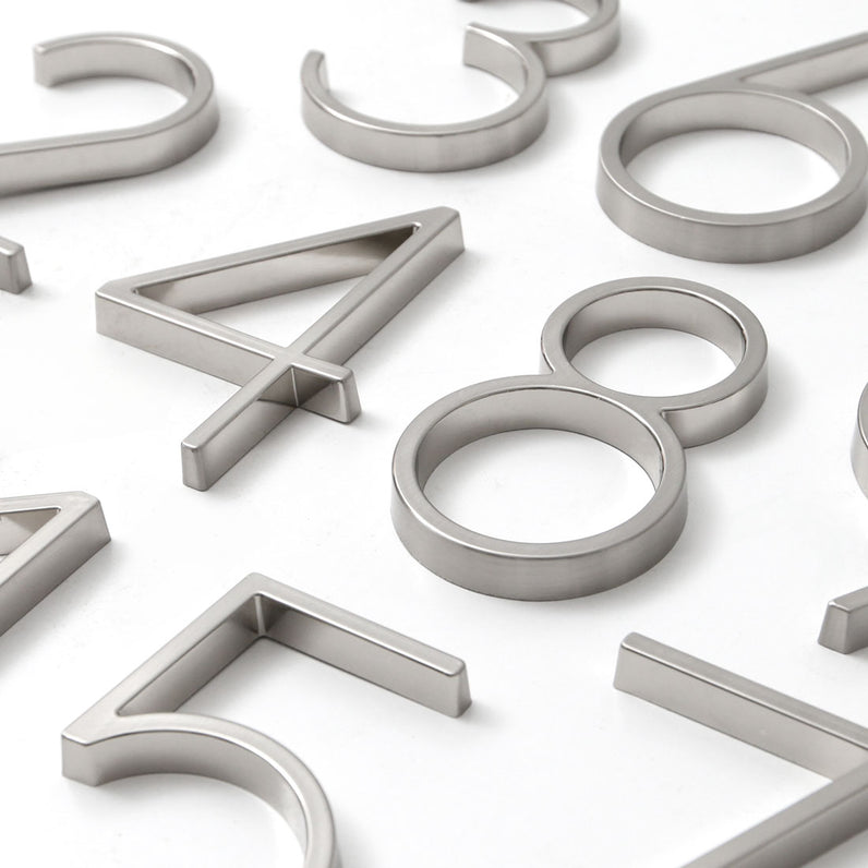 Stud Mount House Numbers 125mm - Silver