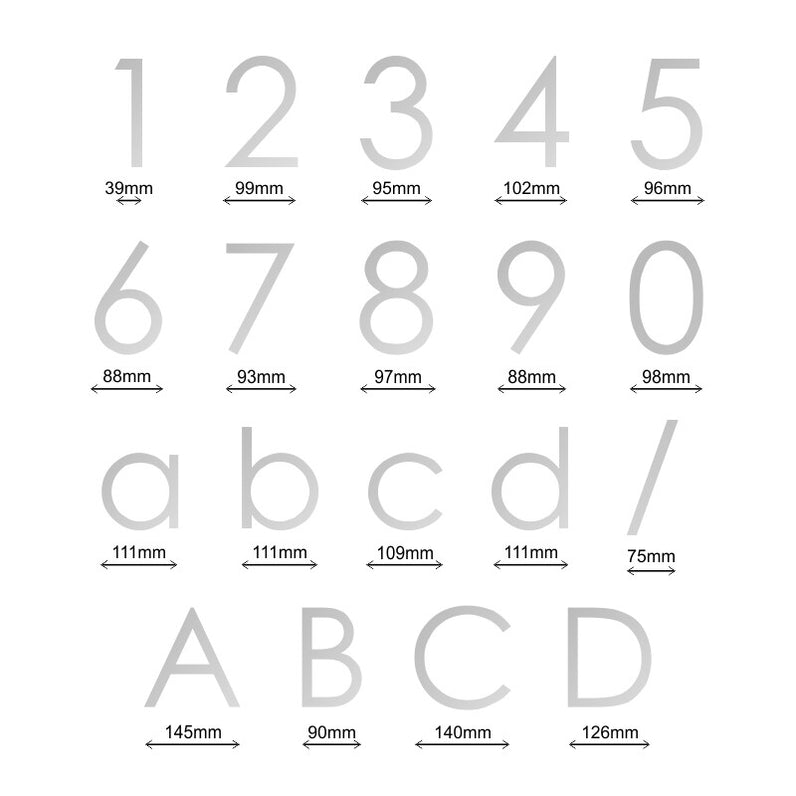Decal Sticker House Numbers 150mm - Silver
