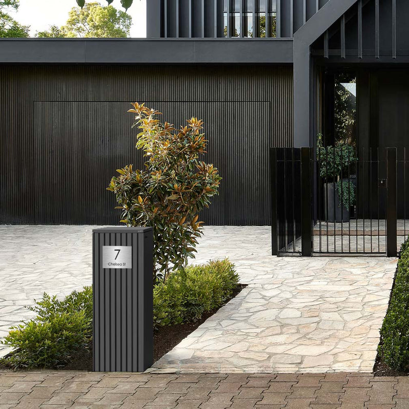 Stainless Steel Custom House Sign Small - Black Decal