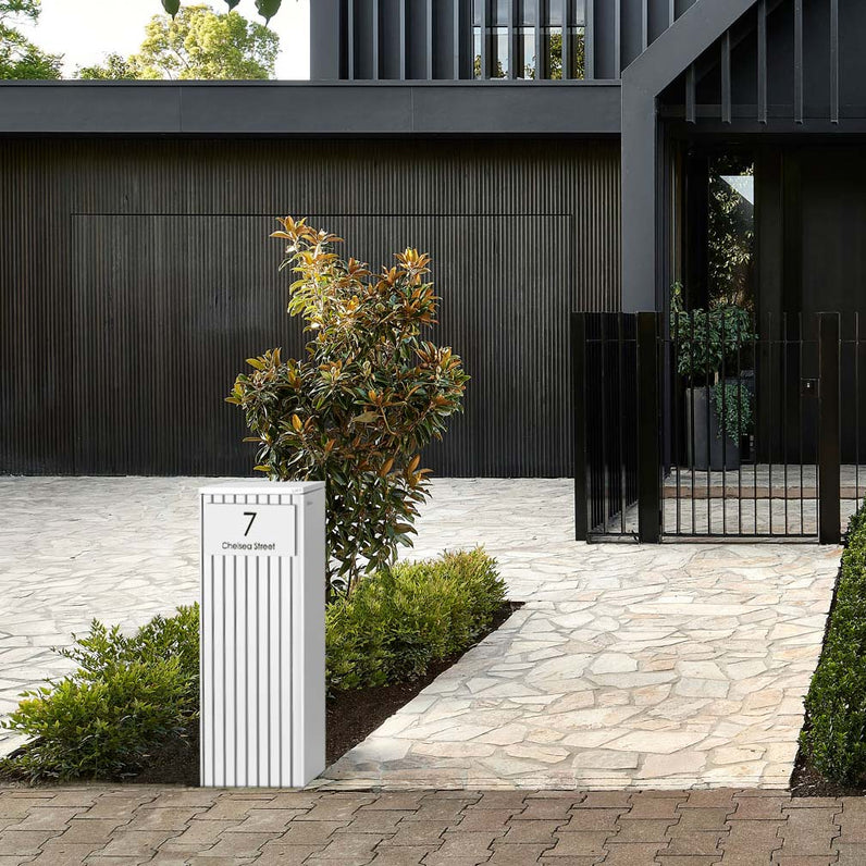 White Custom House Sign Medium - Black Decal