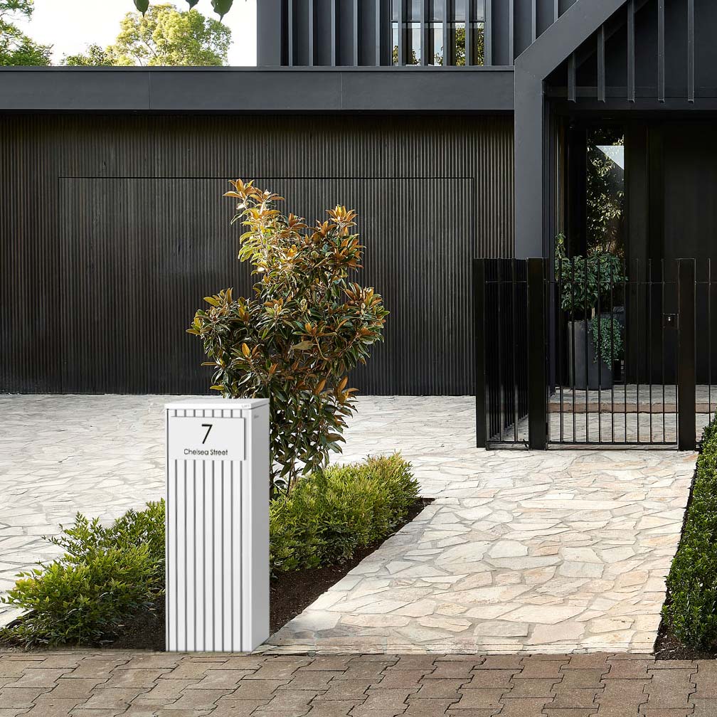 White Custom House Sign Medium - Black Decal