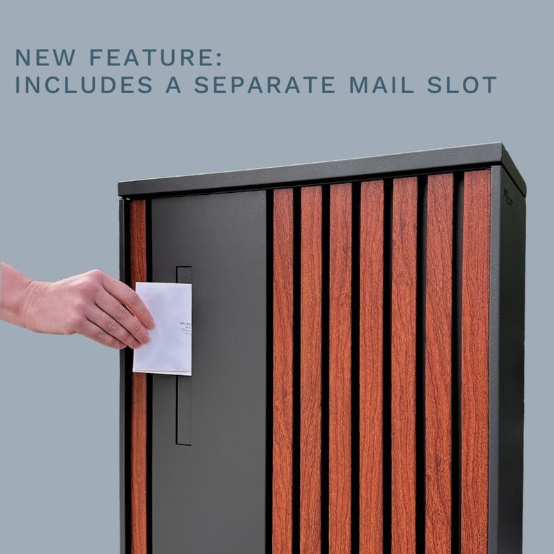 Noosa Extra Wide Parcel Pillar Letterbox - Black/Charcoal