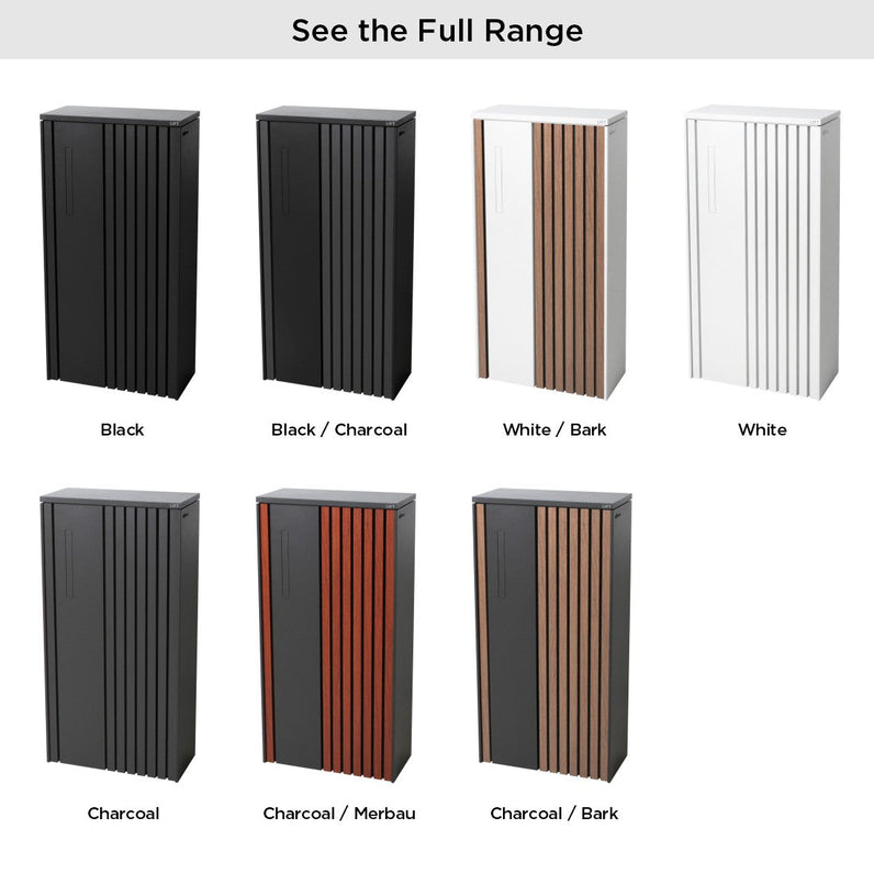 Noosa Extra Wide Parcel Pillar Letterbox - Black/Charcoal