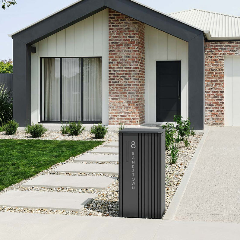 Noosa Extra Wide Parcel Pillar Letterbox - Charcoal