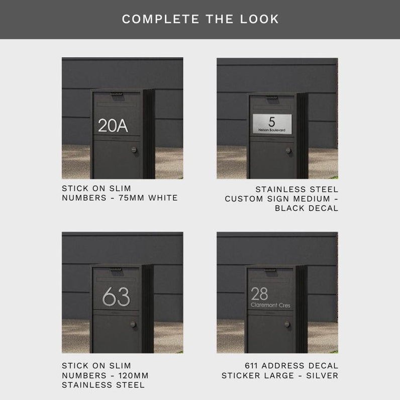 Bondi Parcel Pillar Letterbox - Black