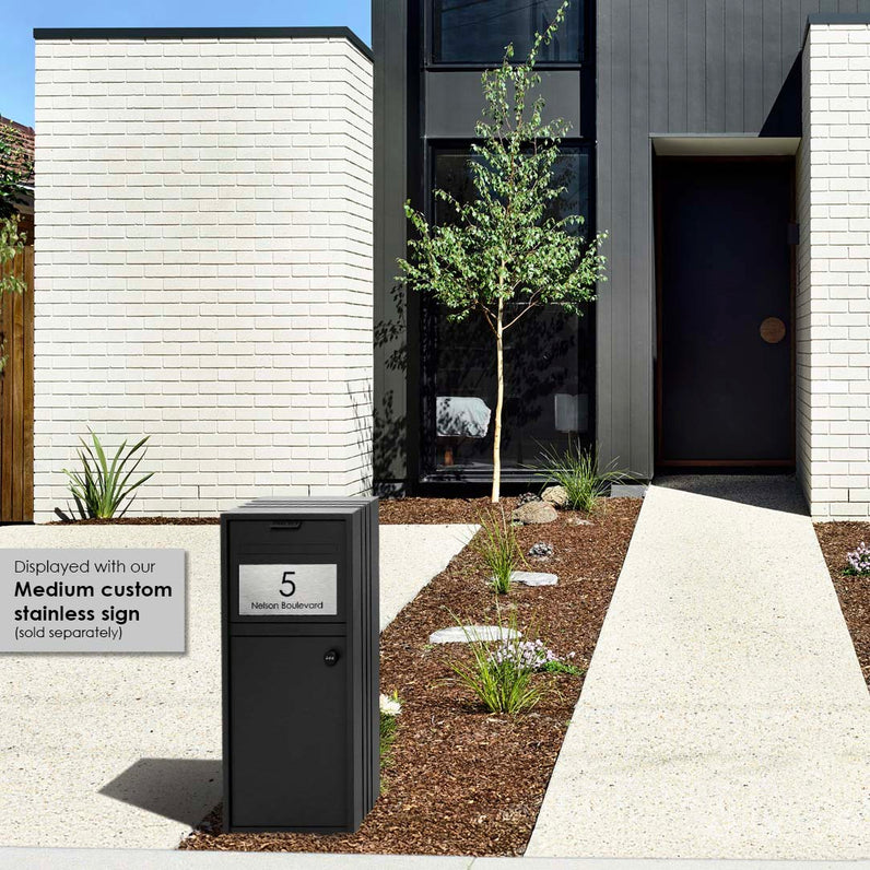 Bondi Parcel Pillar Letterbox - Black