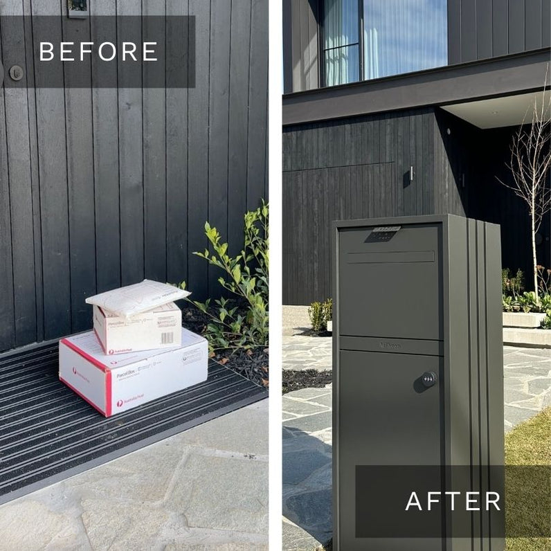 Bondi Parcel Pillar Letterbox - Black