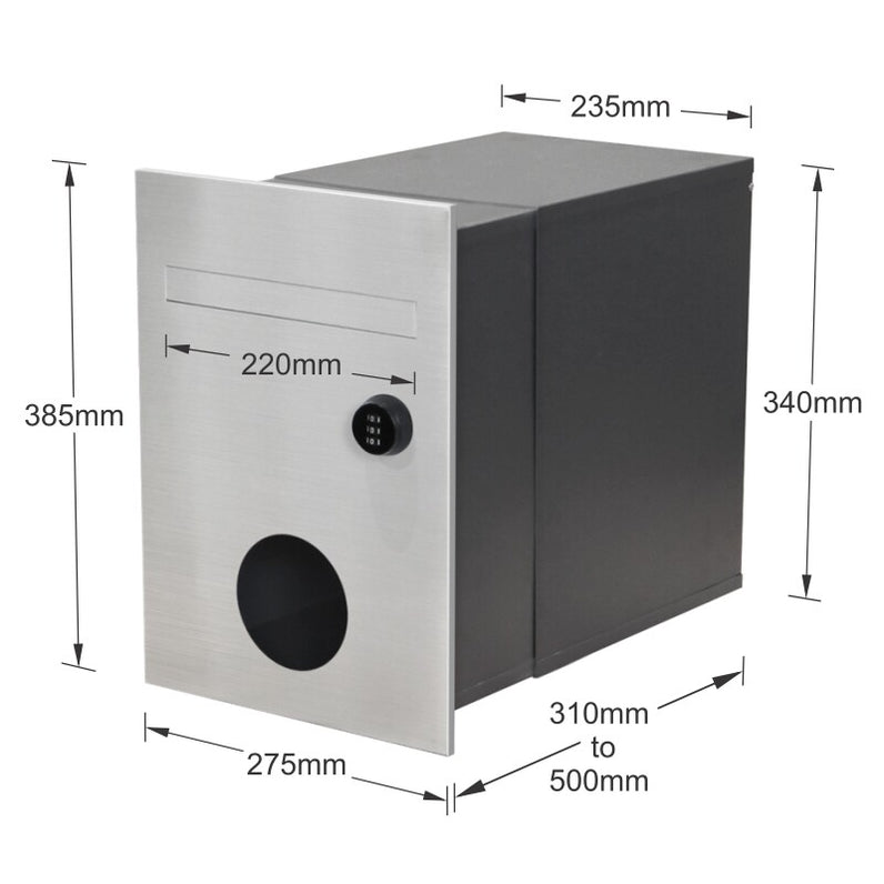 Monza Parcel Brick Front Open Letterbox - Stainless Steel