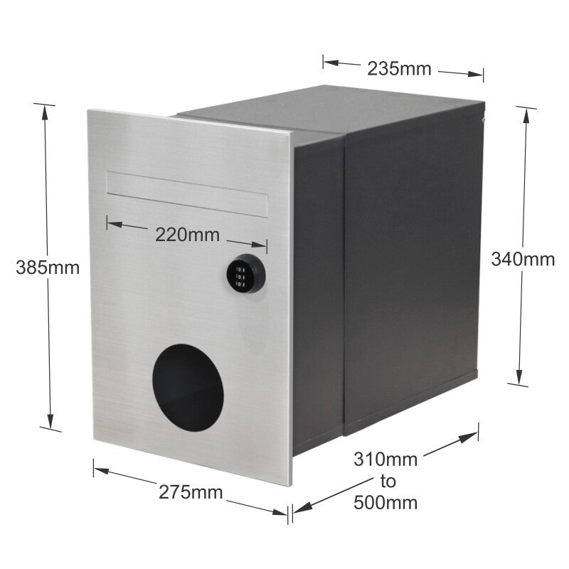 Monza Parcel Brick Front Open Letterbox - Stainless Steel