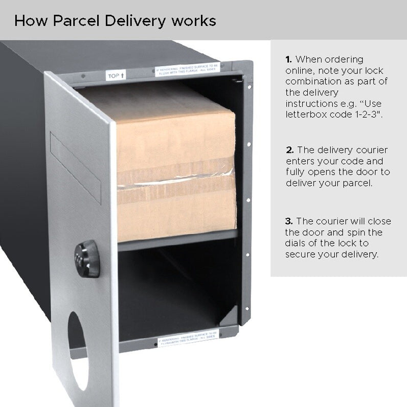 Monza Parcel Brick Front Open Letterbox - Stainless Steel