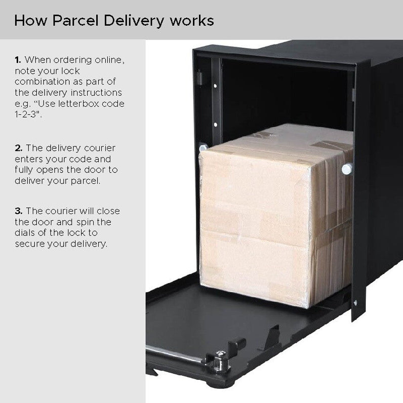 Siena 2 Parcel Fence Letterbox - Black