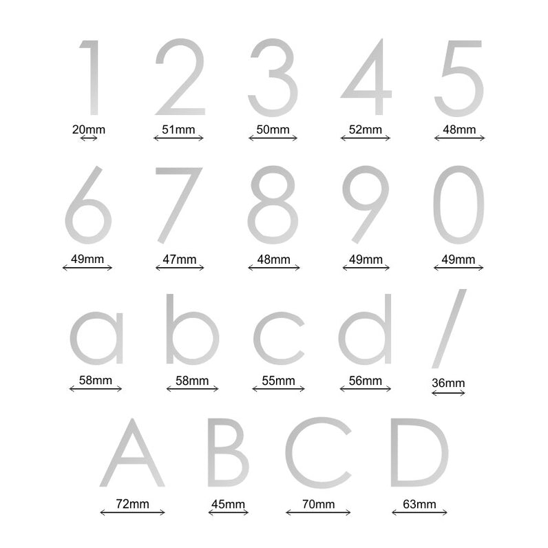 Decal Sticker House Numbers 75mm - Silver
