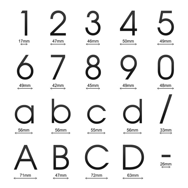Stick on Slim House Numbers 75mm - Black