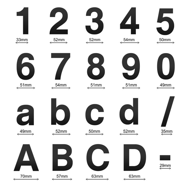 Stick on Bold House Numbers 75mm - Black