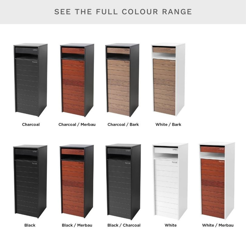 Hamilton Parcel Pillar Letterbox - Charcoal/Bark