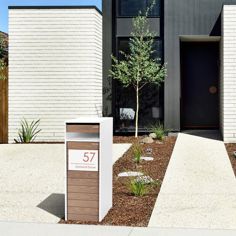 White Custom House Sign Wide - Copper Decal