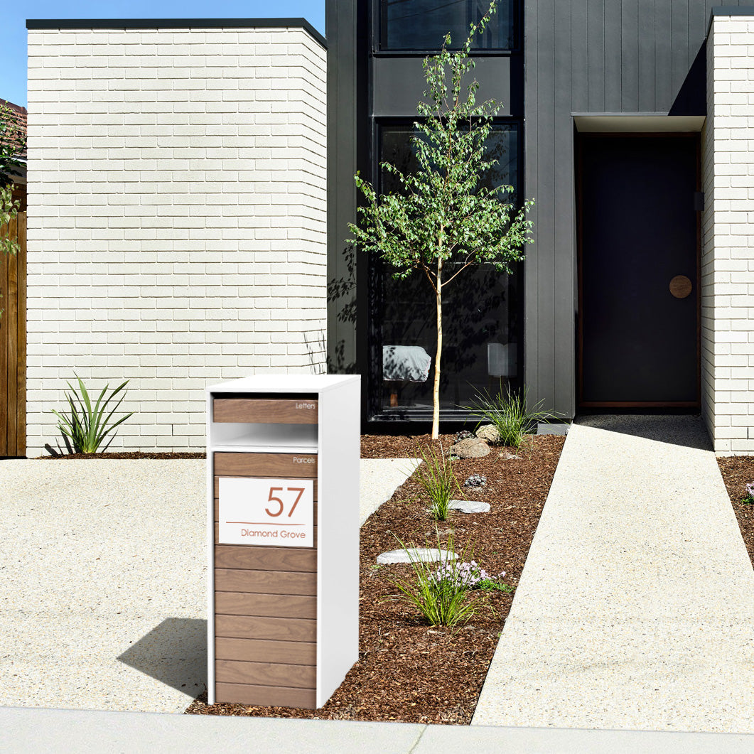 White Custom House Sign Wide - Copper Decal