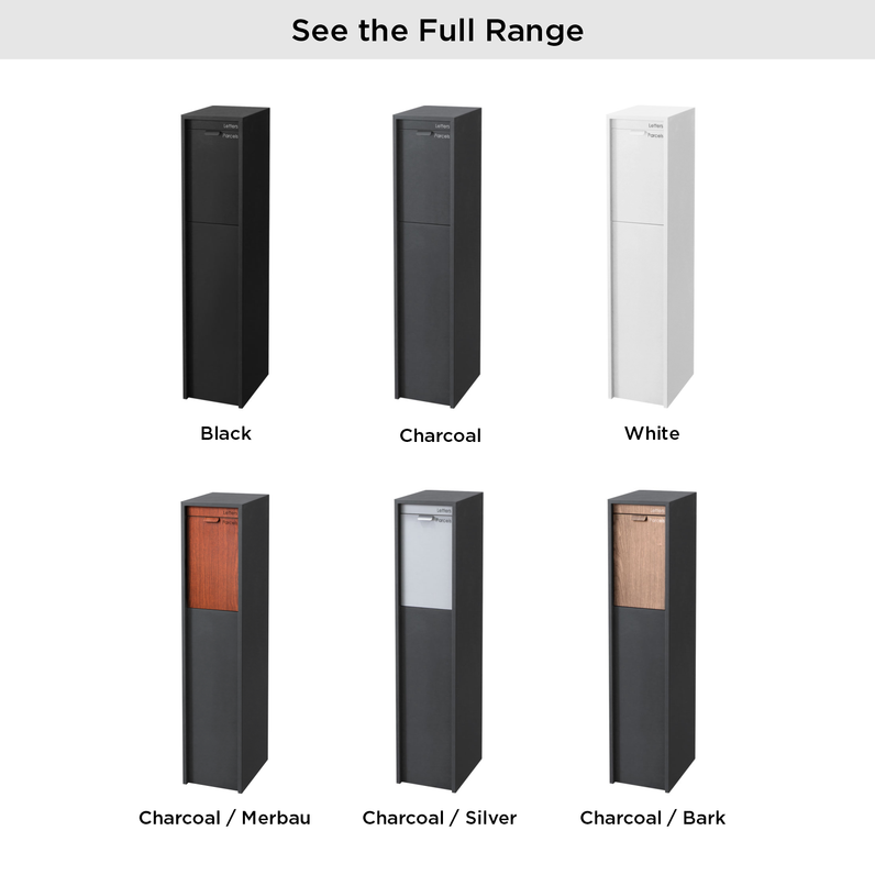 Austin Parcel Pillar Letterbox - Charcoal/Silver