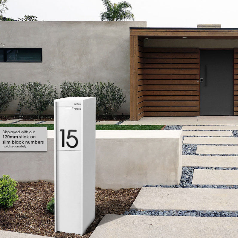 Austin Parcel Pillar Letterbox - White