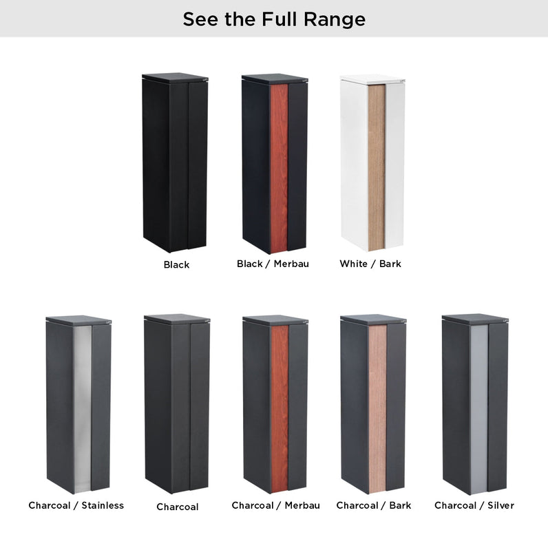 Camden Parcel Pillar Letterbox - Charcoal/Silver