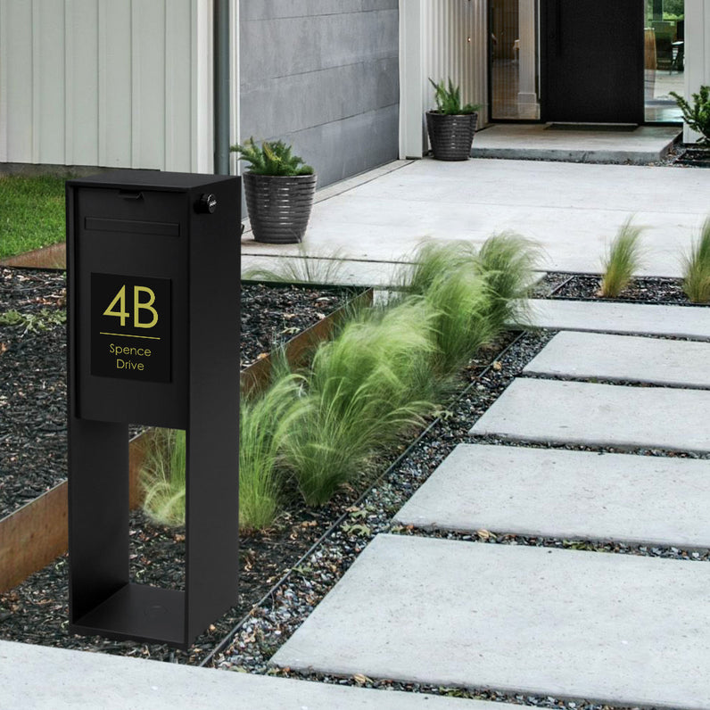 Black Custom House Sign Narrow - Gold Decal