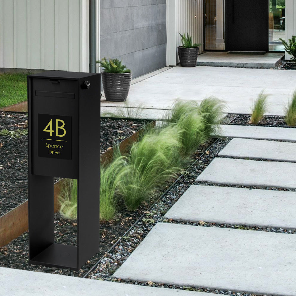 Black Custom House Sign Narrow - Gold Decal