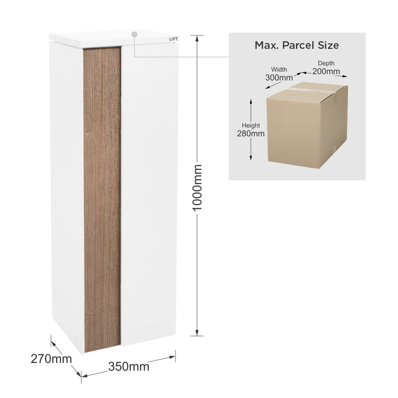 Ascot Parcel Pillar Letterbox - White