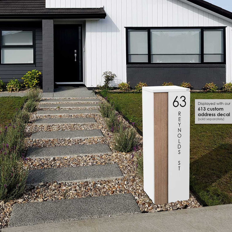 Ascot Parcel Pillar Letterbox - White