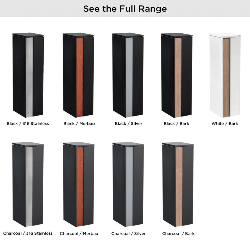 Camden Large Parcel Pillar Letterbox - Black/Stainless Steel