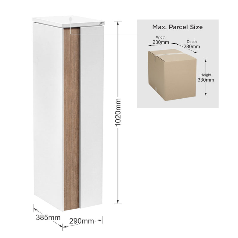 Camden Large Parcel Pillar Letterbox - White