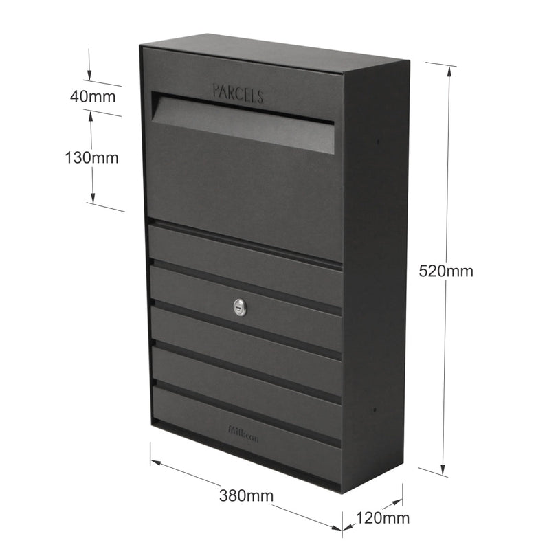Florence Parcel Small Wall Mount Letterbox - Charcoal