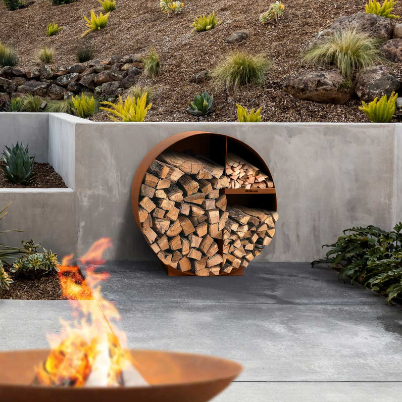 Round Firewood Storage - Rust