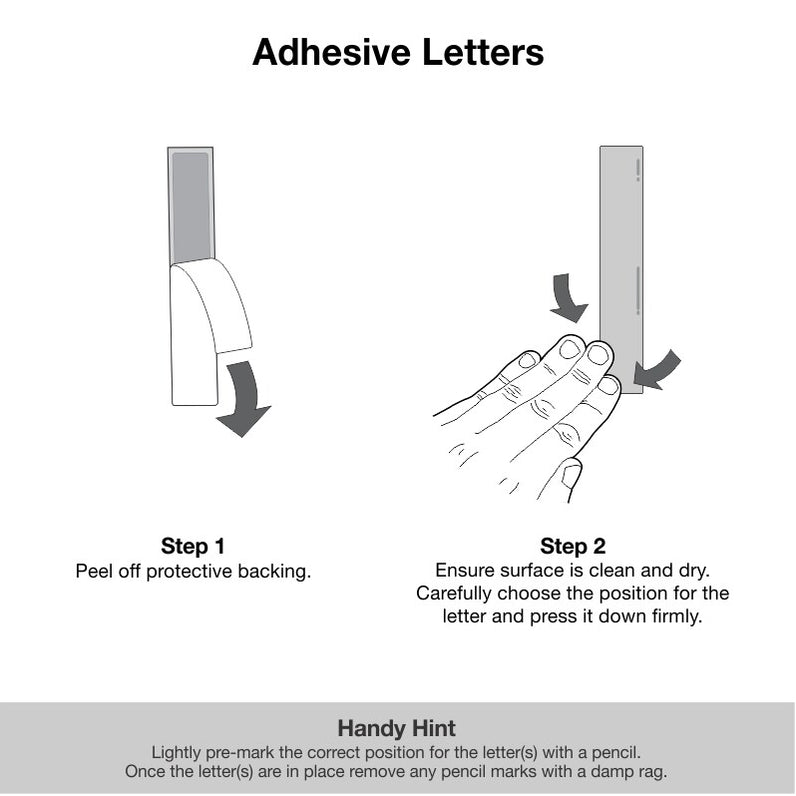 Stick on Medium Letters 50mm - Stainless Steel