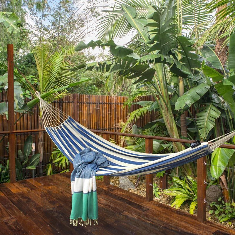 Lennox Hammock - Blue and Natural Striped