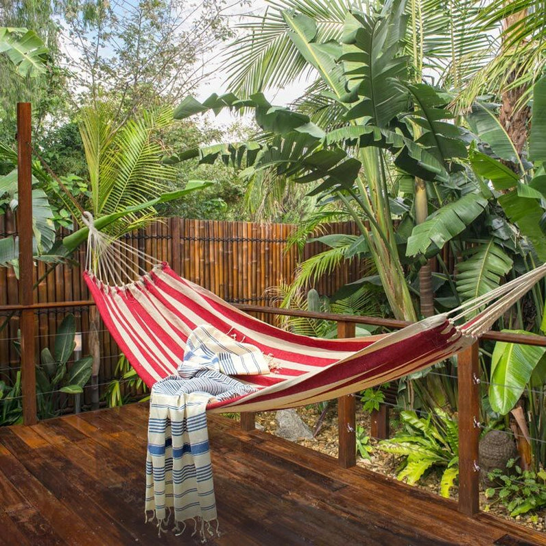 Lennox Hammock - Red and Natural Striped