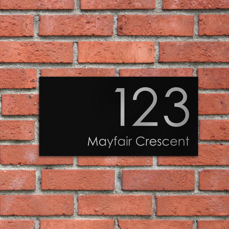 Black Custom House Sign Large - Silver Decal