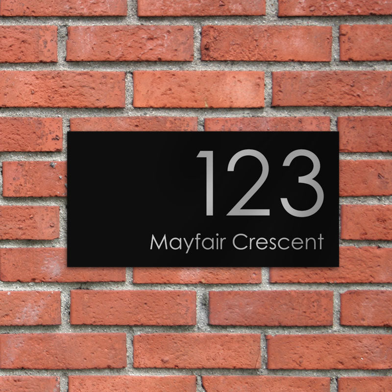 Black Custom House Sign Large - Silver Decal