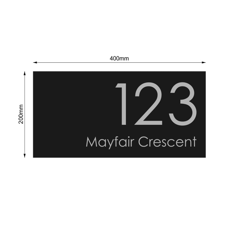 Black Custom House Sign Large - Silver Decal