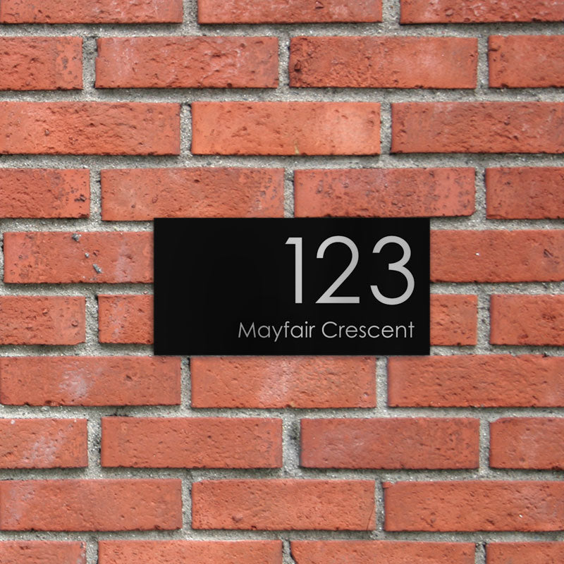 Black Custom House Sign Medium - Silver Decal