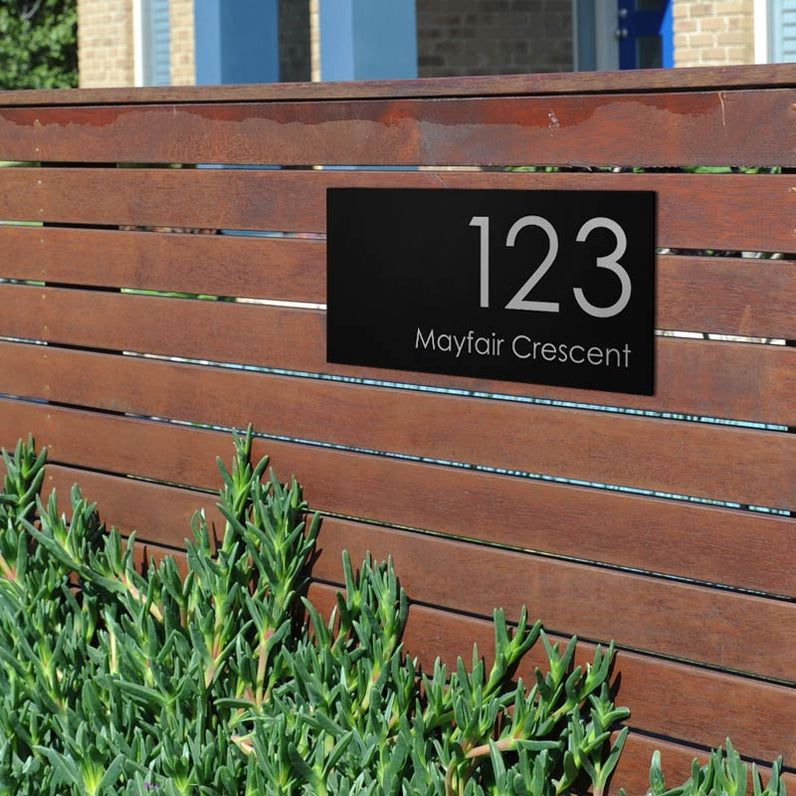 Black Custom House Sign Medium - Silver Decal