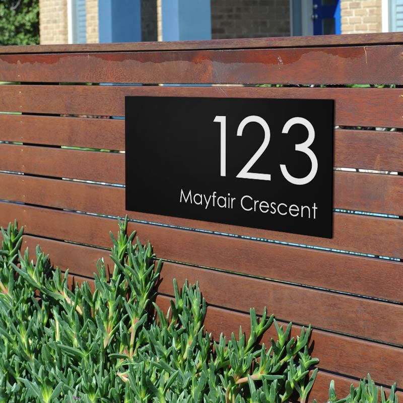 Black Custom House Sign Large - White Decal