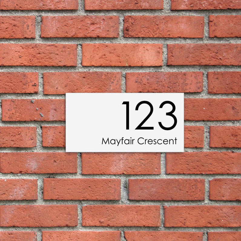 White Custom House Sign Medium - Black Decal