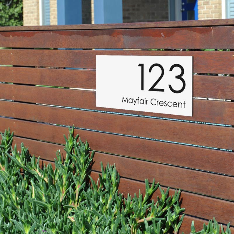 White Custom House Sign Large - Black Decal