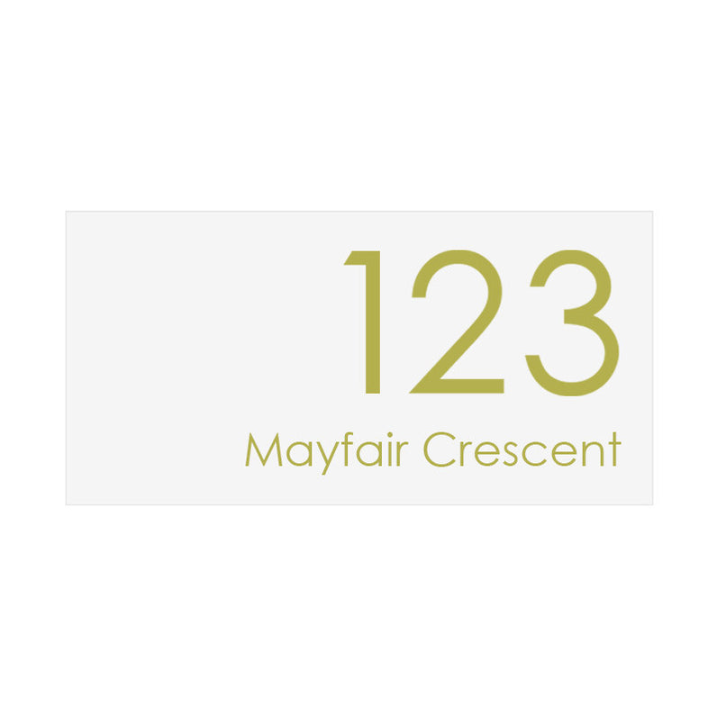 White Custom House Sign Large - Gold Decal