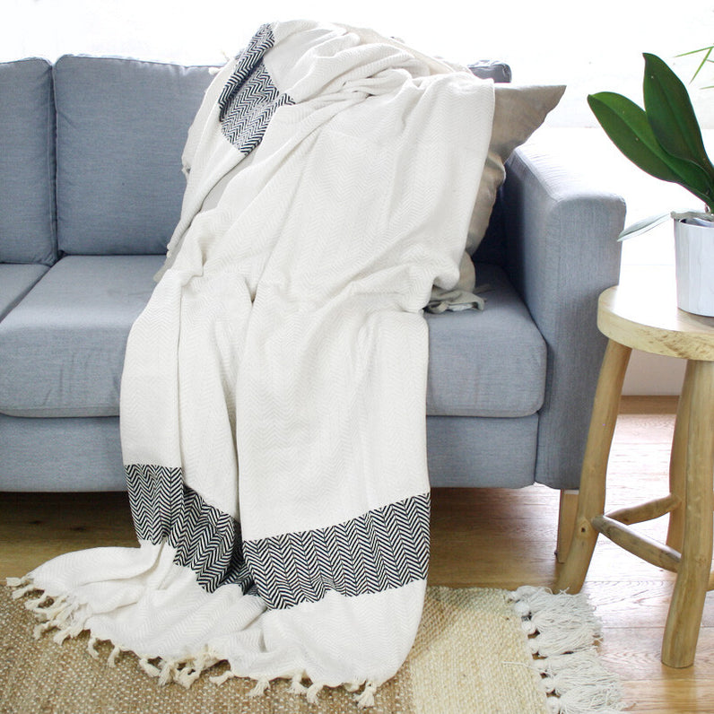 Lourdes Herringbone Throw Blanket