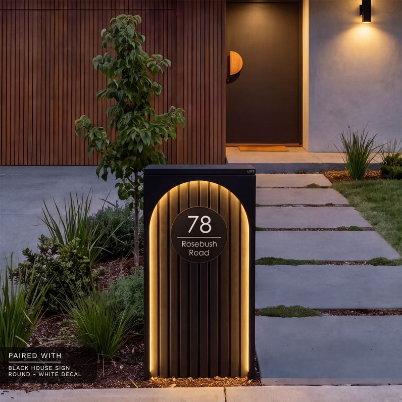 Cove Solar - Black Parcel Pillar Letterbox