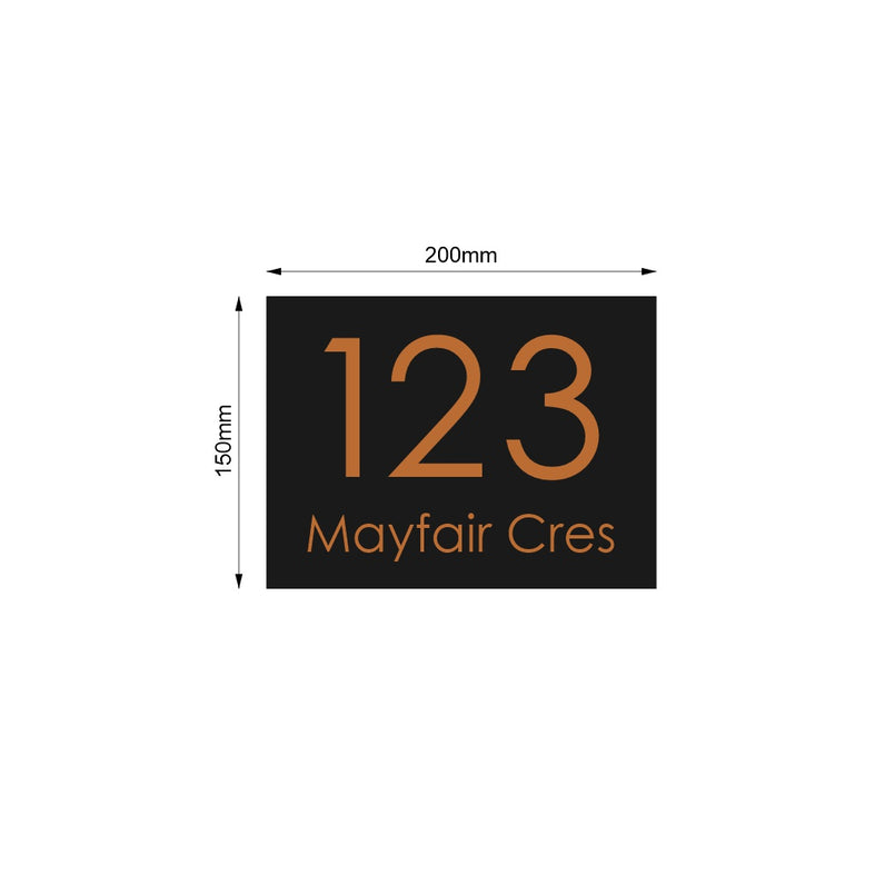 Black Custom House Sign Small - Copper Decal