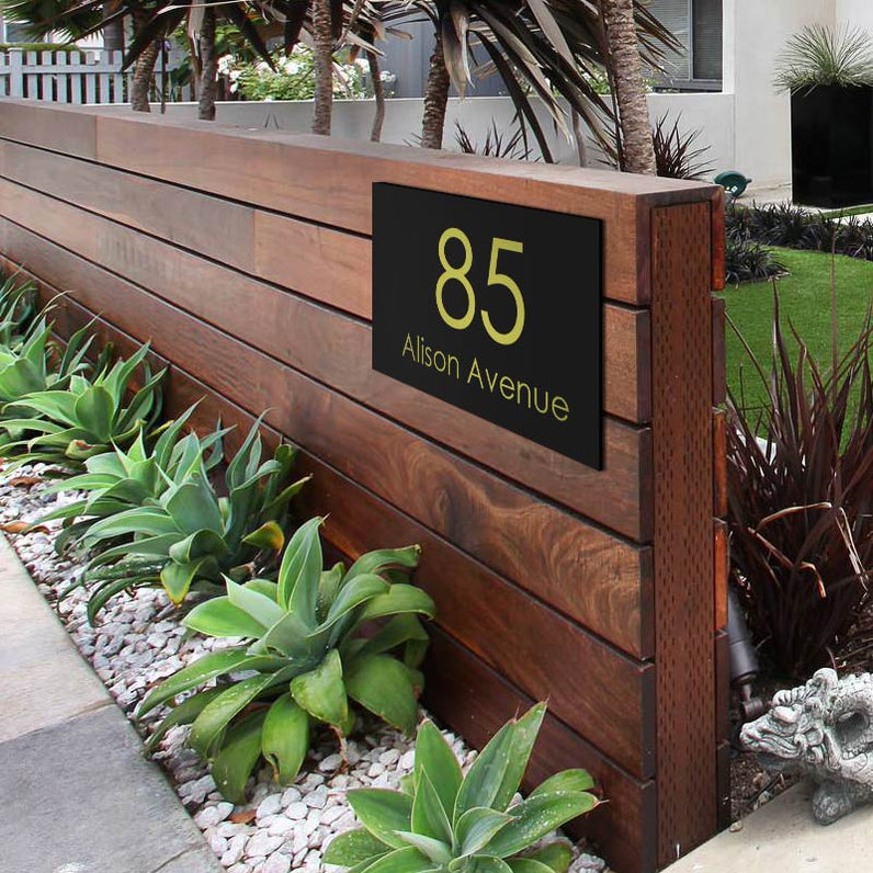 Black Custom House Sign Large - Gold Decal