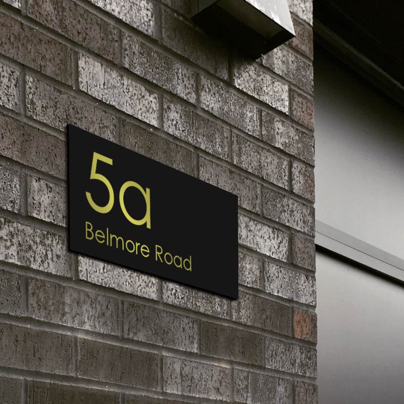 Black Custom House Sign Large - Gold Decal